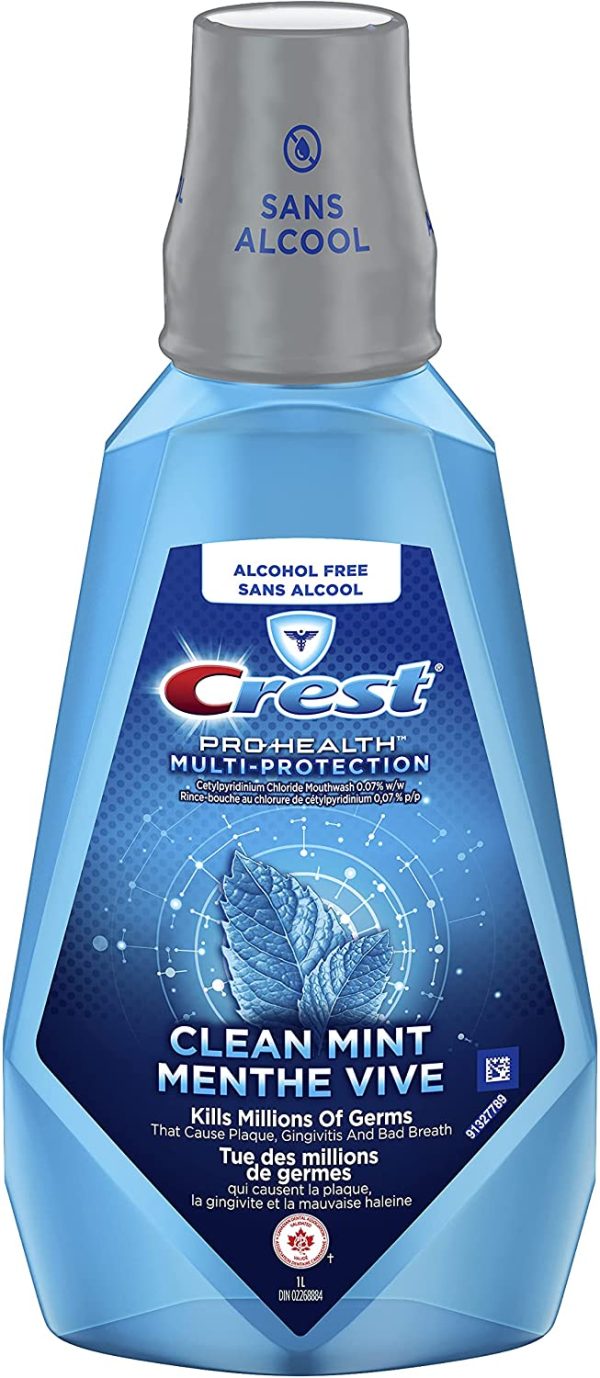 Crest Pro-Health Multi-Protection Alcohol Free Mouthwash, Clean Mint, 1 L - Image 2