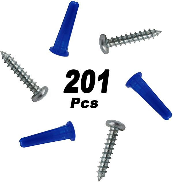 Masonry Anchor Kit 100 Pc Plastic Concrete Wall E8 Screw 10#*2 Drill Bit - Image 9