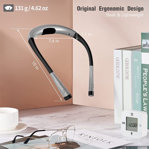 LED Neck Reading Light, Book Light for Reading in Bed, 3 Colors, 6 Brightness Levels, Bendable Arms, Rechargeable, Long Lasting, Perfect for Reading, Knitting, Camping, Repairing - Image 3