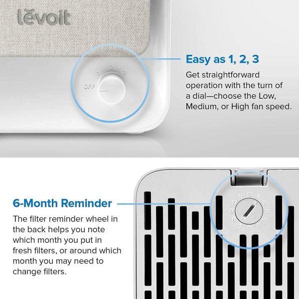 LEVOIT Air Purifiers for Bedroom Home with True HEPA Filter,Personal Desktop Low Noise Air Cleaner Captures Allergies,Smoke,Dust,Mold,Pollen,Pet, 3 Speeds and Filter Reminder Wheel, LV-H126 - Image 5