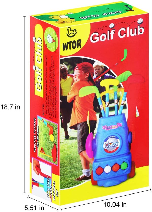 WTOR Toys 19Pcs Golf Toy Kids Golf Cart Toy Sport Toddler Golf Set Kids Golf Club Set with Wheels Clubs Balls Educational Toy for Kids Boys Girls Aged 2 3 4 5 6 Outdoor Play - Image 5