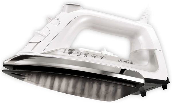 Sunbeam Classic 1200 Watt Mid-Size Anti-Drip Non-Stick Soleplate Iron with Shot of Steam/Vertical Shot Feature and 8' 360-degree Swivel Cord, White/Clear, GCSBCL-317-000 - Image 5