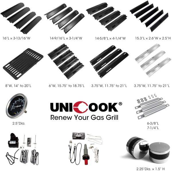 Unicook Universal Replacement Heavy Duty Adjustable Porcelain Steel Heat Plate Shield, Heat Tent, Flavorizer Bar, Burner Cover, Flame Tamer for Gas Grill, Extends from 11.75" up to 21" L, 1 Pack - Image 3