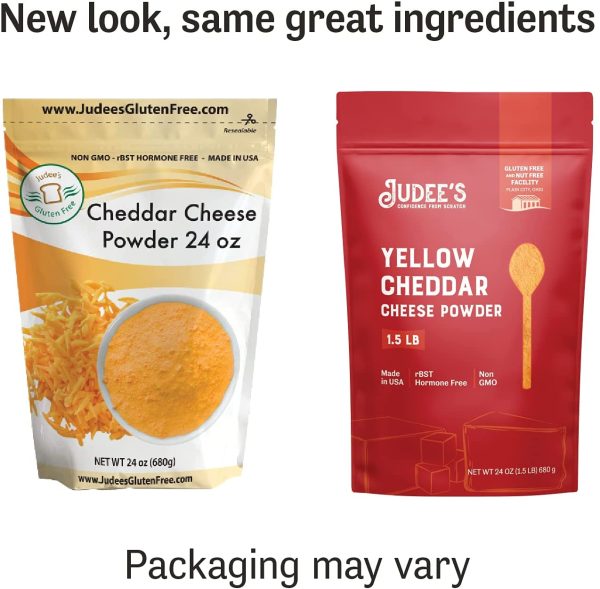 Judee's Yellow Cheddar Cheese Powder 0.68kg (1.5 lb) - 100% Non-GMO, rBST Hormone-Free, Gluten-Free & Nut-Free - Made from Real Cheddar Cheese - Made in USA - Great in Sauces, Soups, Dips, and Seasonings - Image 2