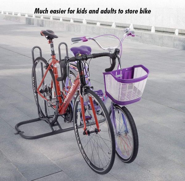 Bike Rack Bicycle Floor Parking Stand for 2 Bikes, Adjustable Dual Purposes Bike Storage Holder for Garage, 2 Extra Floor Anchor Brackets Available, Indoor and Outdoor Use - Image 7