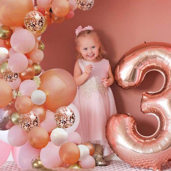 Rose Gold Balloon Garland Arch Kit - 152 Pieces Rose Gold Pink White and Gold Confetti Latex Balloons for Baby Shower Wedding Birthday Graduation Anniversary Bachelorette Party Background Decorations - Image 5