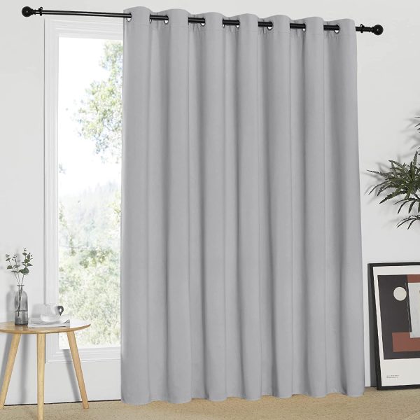 NICETOWN Blackout Curtain for Sliding Glass Door - Patio Door Curtains, Thermal Insulated Wide Drapes/Draperies for Bedroom/Living Room, Silver Grey, 1 Panel, 100 by 84-Inch