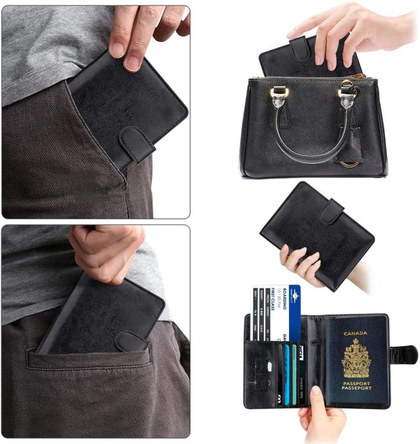 WALNEW RFID Blocking Passport Holder Travel Wallet Cover Case - Image 7