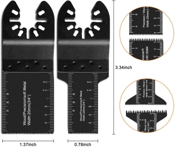 21PCS Universal Wood Metal Oscillating Multitool Quick Release Saw Blades Fit Porter Cable Black & Decker Rockwell Ridgid Ryobi Milwaukee DeWalt Chicago Craftsman