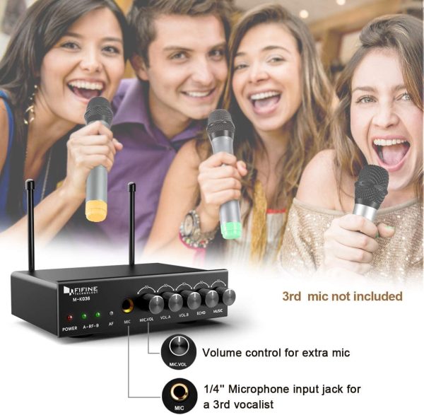 Fifine Wireless Microphone System with Dual Mics for Karaoke Party, M-K036 - Image 7