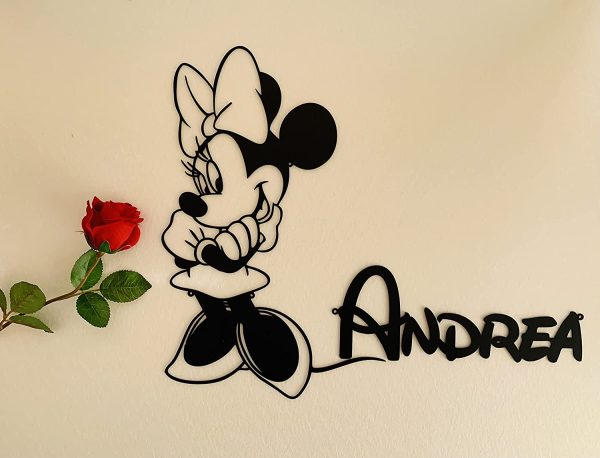 Personalized Minnie Mouse Sign Mickey Silhouette Custom Name Sign Metal Wall Art Wall Hanging Plaque Gift Kids Baby Room Home Decorations Children's Bedroom Door Nursery Decor Birthday Present - Image 7