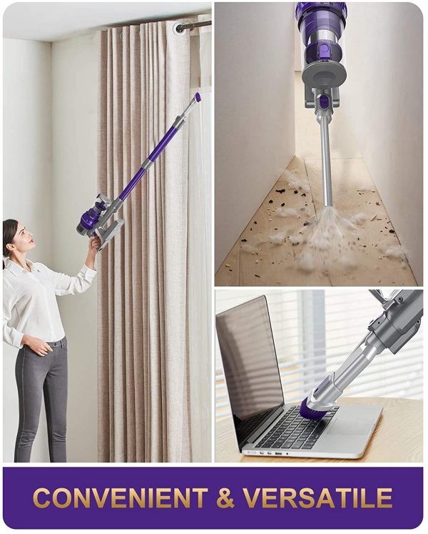 Cordless Vacuum Cleaner,26Kpa Powerful Suction Stick Vacuum,Lightweight Handheld Vacuum for Hard Floor Carpet Pet Hair,30Min Running,Rechargeable Battery,Purple(Elite 1) - Image 2