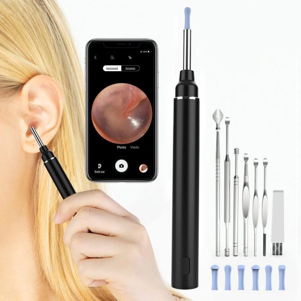 VITCOCO Ear Wax Removal, 1926P FHD Wireless Otoscope Earwax Removal Tool, WiFi Ear Endoscope with LED Lights, 3mm Mini Visual Ear Inspection Camera Silicone Ear Pick for Adults Kids Pets (Light Black) - Image 5