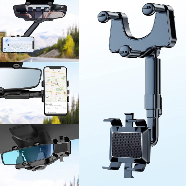 Phone Mount for Car, 360??Rotatable and Retractable Car Phone Holder Mount Multifunctional Rearview Mirror Phone Holder Car Adjustable Cell Phone Holder for iPhone 13 12 11 Pro Max XR All Smartphones - Image 3