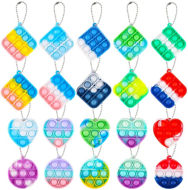 Mini Pop Fidget Keychain Toys 20 Pack Small Square Cheap Push Its Bubble Poper Bulk Hand Toy Party Favors Popitsfidgets Pops Fidgets Popets Tiny Key Chain Anxiety Stress Reliever Gifts Kids Adults - Image 2