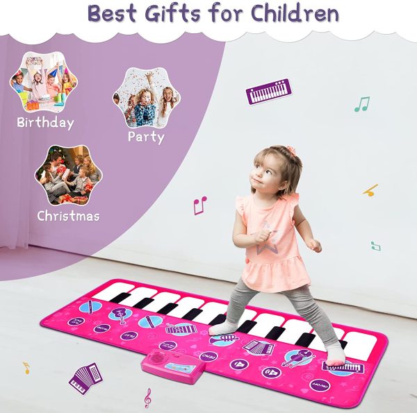 M SANMERSEN Kids Piano Mat, Music Mat with 8 Instrument Sounds/ 10 Demos/ Record & Playback Function Touch Play Mat Toys for Boys Girls - Image 5