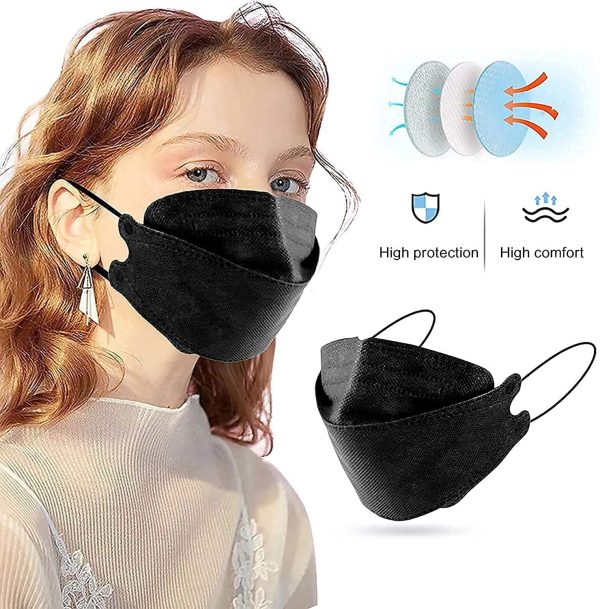 50 PCS Fish Face_Masks Disposable,4 Ply 3D Type Disposable Face_Mask for Adult (Black) - Image 2