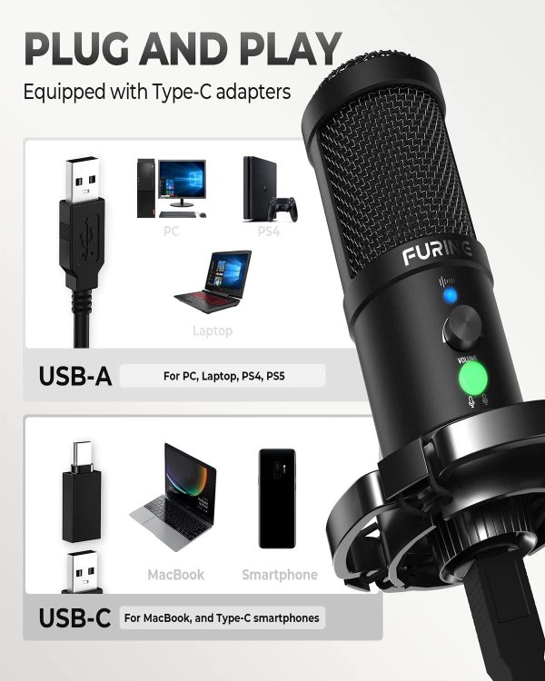 USB Microphone Kit,  192kHz/24Bit Professional Podcast Condenser Mic with Zero Latency Monitoring and Noise Reduction for Computer, Gaming, Recording, Broadcasting, Streaming, YouTube, Twitch, ASMR-CM2001 - Image 2