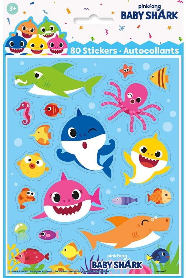 Unique Baby Shark Sticker Sheets, 4ct - Image 2