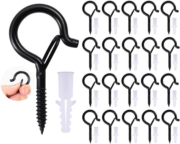 20 Pack Q-Hanger Christmas Lights Hanger Hooks Screw Hooks Wall Cabinet Ceiling Hooks with Safety Buckle Design for New Year Party Light House Garage Party Led Fairy Lights (20pcs Straight Hook) - Image 4