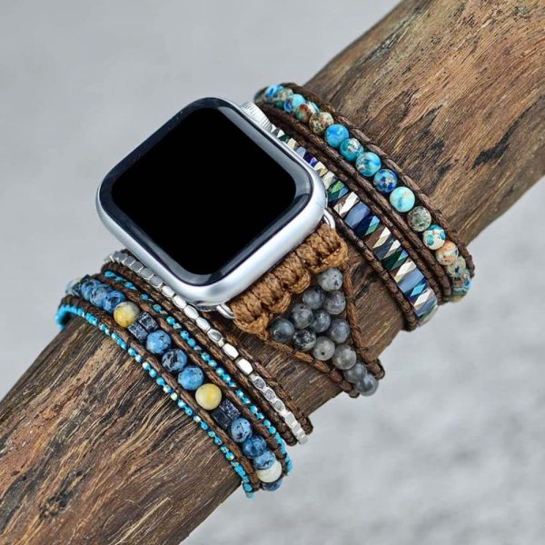 Teepollo Handmade Customized Watch Band Compatible with Apple Watch 38mm/40mm/41mm/42mm/44mm/45mm Stone Wrap Boho Watch Strap Compatible with iWatch 1/2/3/4/5/6/24/SE Series for Women Men - Image 6