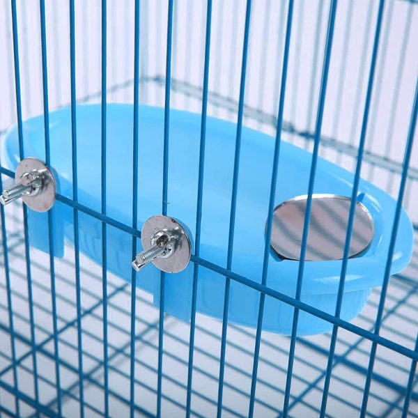 Bird Bath Toy with Mirror for Parrot, Pet Bird Shower Bathing Tub Hanging Budgie Water Food Feeder Bowl Caged Bird Toy for Budgie Parakeet Cockatiel - Image 3