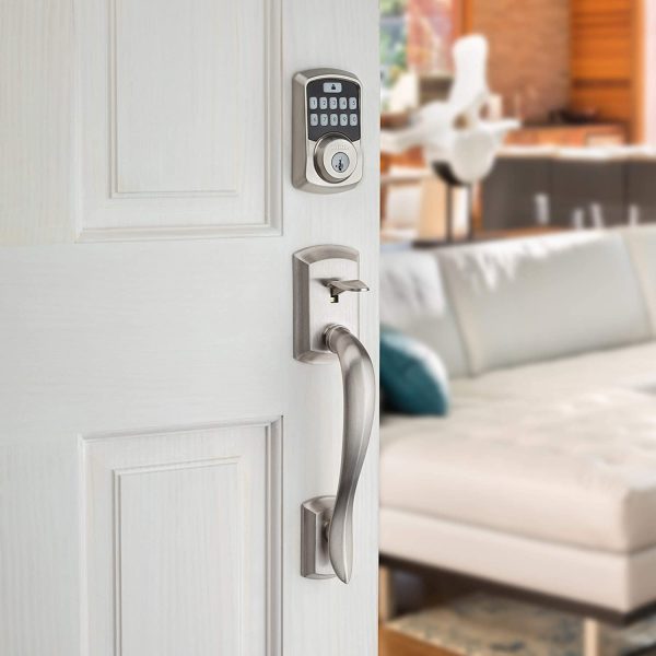 Aura Bluetooth Smart Lock with Light Up Keypad and SmartKey, Electronic Deadbolt, Satin Nickel (9GED18500-001) - Image 2