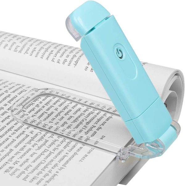 Amber Book Light, USB rechargeble Book Light for Reading in Bed, Clip on Book Light, Brightness Adjustable, Sleep Aid Light, Portable Bookmark Light, Warm White, Blue - Image 3