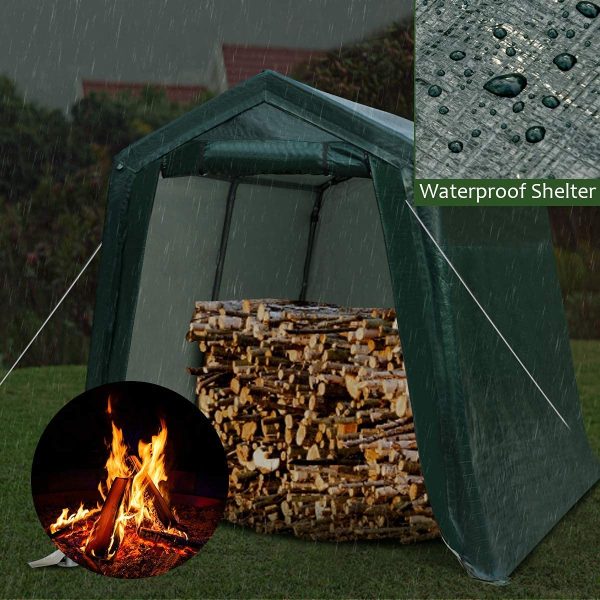 Tangkula Outdoor Carport Patio Storage Shelter, Heavy Duty Enclosed Carport Shed w/All-Steel Metal Frame and Waterproof Ripstop Cover, Outdoor Garage Tent with Sidewalls (7 Ft x 12 Ft) - Image 3