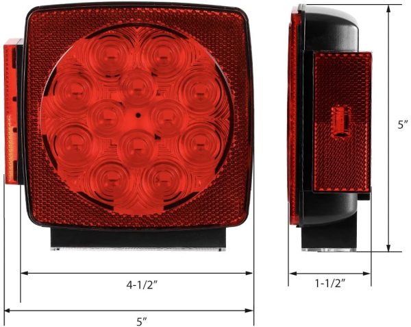 12V LED Submersible Trailer Tail Light Kit Stop Tail Turn Signal Lights for Under 80 Inch Boat Trailer Truck RV Snowmobile - Image 5