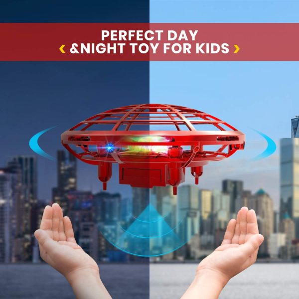 DEERC Mini Drones for Kids or Adults w/ 2 Modular Batteries, Upgraded Hand Operated Kids Drone, Hands Free Motion Sensor Mini Drone, Easy Indoor UFO Toy Flying Ball,Hover Ball, 2 Modular Battery 3D Flip Kids Toys for 6-10 Years