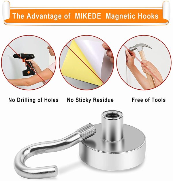 Magnetic Hooks Heavy Duty, 28Lbs Neodymium Magnets with Hooks for Refrigerator, 10Pcs Strong Cruise Hooks for Hanging, Magnetic Hanger for Grill, Toolbox, Storage - Image 7