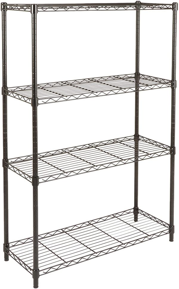 Amazon Basics 4-Shelf Shelving Storage Unit, Metal Organizer Wire Rack, Black