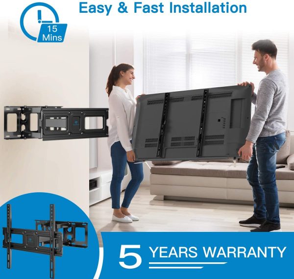 TV Wall Mount Bracket Full Motion Dual Swivel Articulating Arms Extension Tilt Rotation, Fits Most 26-55 Inch LED, LCD, OLED Flat&Curved TVs, Max VESA 400x400mm and Holds up to 99lbs - Image 2