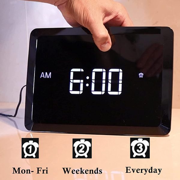 11.5?? Digital Wall Clock,Large Calendar Day Clock,Impaired Vision LED Desk Alarm Clock with 3 Alarms,Date,Temperature,5 Dimmer,2 USB Chargers,DST,12/24H,Loud Plug in Seniors Clock Battery Backup for Living Room Bedroom,Elderly Memory Loss Kids Teens Boys Girls - Image 3