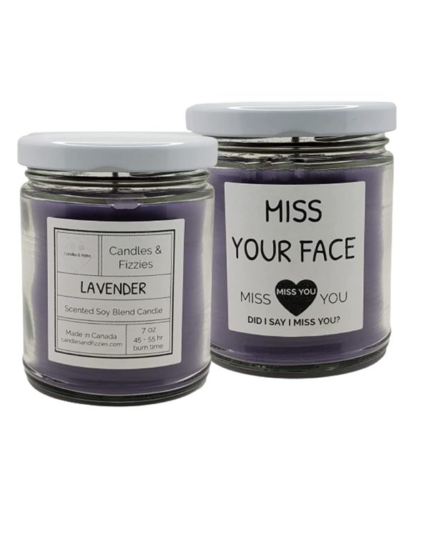 Miss Your Face Scented Candles by Candles & Fizzies - Choose from Lavender, Man Cave, Oak Barrel Cider or Vanilla Bean - Perfect Gift for Friends & Family (Lavender) - Image 2