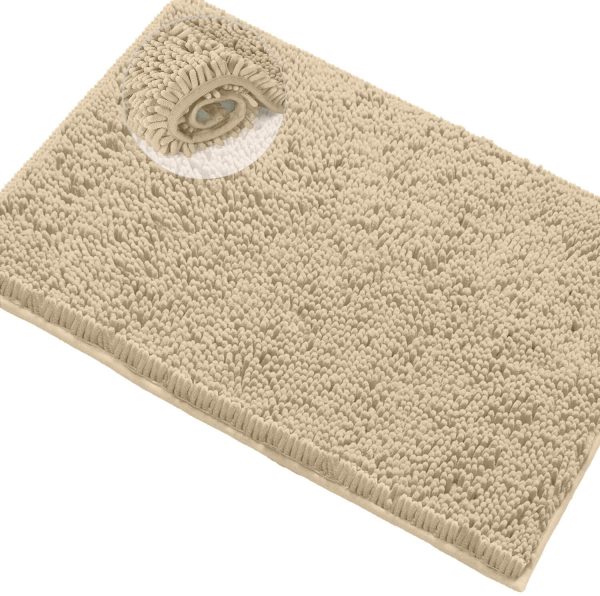 Bathroom Rug Mat -Extra-Soft Plush Bath Shower Bathroom Rug,1'' Chenille Microfiber Material, Thickening Shaggy Tub Mat Carpet, Super Absorbent. Machine Wash & Dry (15'' x 23'', Birch)