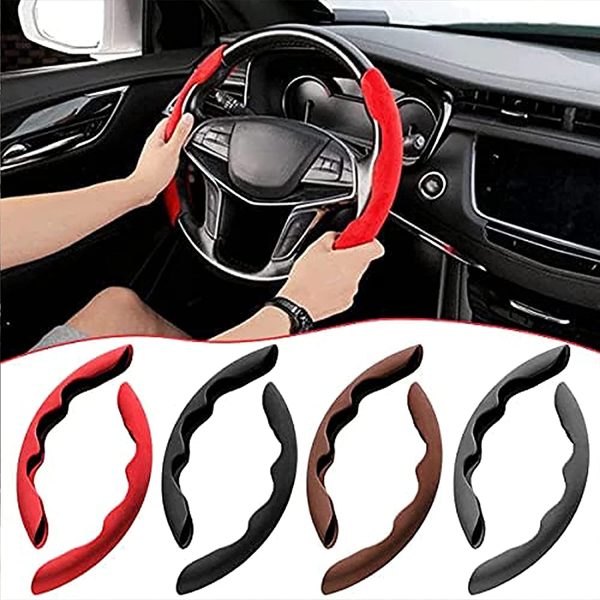 Car Anti-Skid Steering Wheel Cover, Sports Fashion Steering Wheel Cover for Carbon Fibre,Universal 15 Inch, Fabric/Suede Leather, Ultrathin?Sweat Absorbent, Breathable, Anti-Slip (Carbon Fiber Black) - Image 3