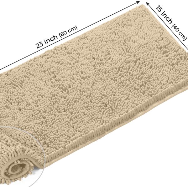 Bathroom Rug Mat -Extra-Soft Plush Bath Shower Bathroom Rug,1'' Chenille Microfiber Material, Thickening Shaggy Tub Mat Carpet, Super Absorbent. Machine Wash & Dry (15'' x 23'', Birch) - Image 2