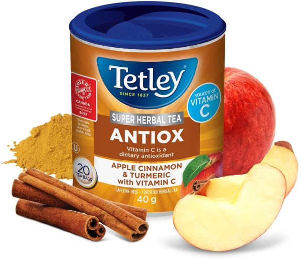 Tetley Super Herbal Tea Antiox: Apple, Cinnamon, & Turmeric with Vitamin C, 20 Count - Image 7