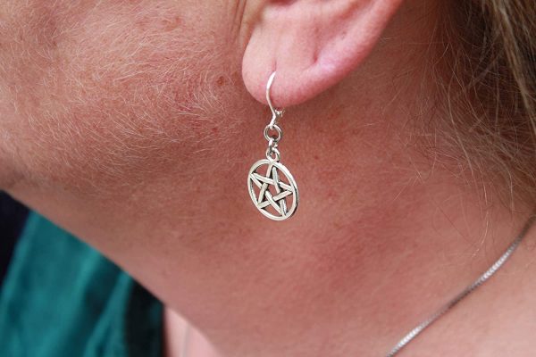 Pentacle Earrings Pentagram Wiccan Pagan - 5 pointed Star Latch Back - Image 5