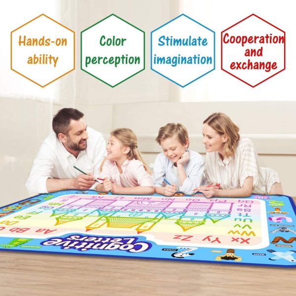 Jasonwell Aqua Magic Doodle Mat 40 X 32 Inches Extra Large Water Drawing Doodling Mat Coloring Mat Educational Toys Gifts for Kids Toddlers Boys Girls Age 3 4 5 6 7 8 Year Old - Image 9