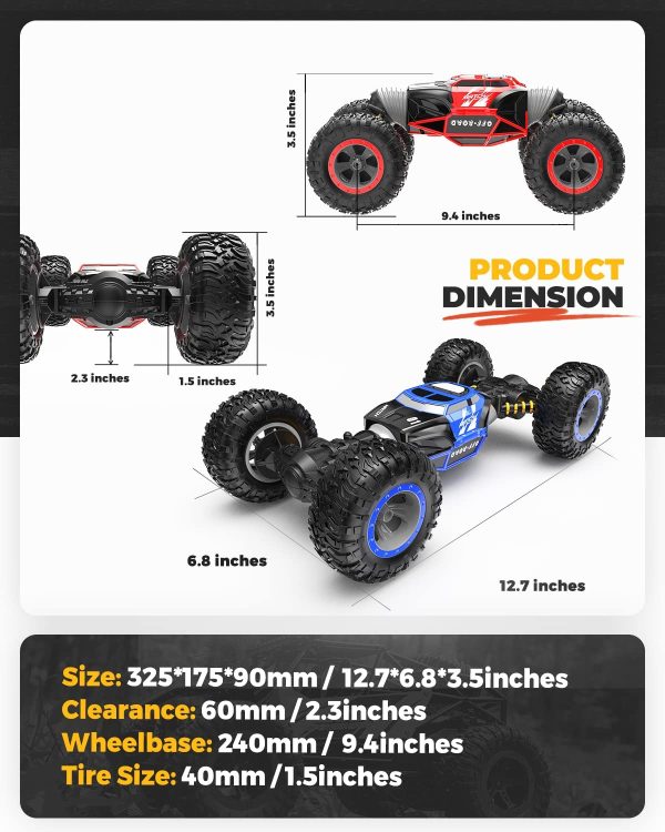 BEZGAR 16 Remote Control Car, Boys RC Buggy Truck 4WD Off Road All Terrains 1:14 Scale Hobby Toy Racing Transform Vehicles Outdoor for Kids and Adults (Blue) - Image 9