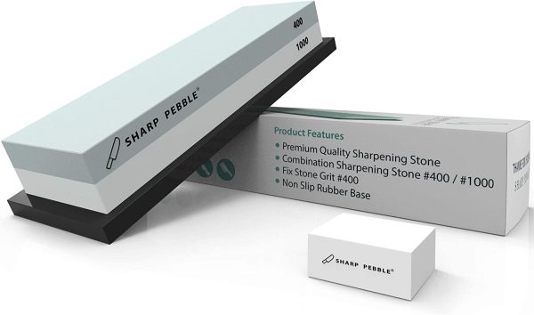 Sharp Pebble Premium Whetstone Sharpening Stone 2 Side Grit 400/1000-Whetstone Knife Sharpener with Flattening Stone & Nonslip Rubber Base - Image 6