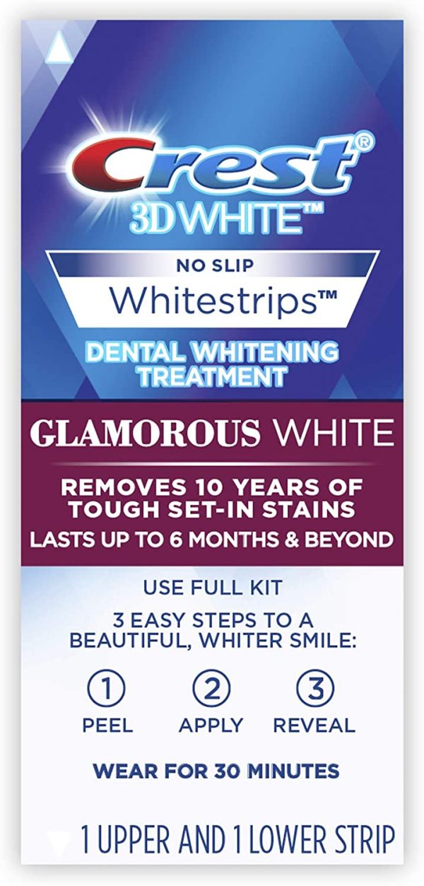 Crest 3D Whitestrips Glamorous White Twin Pack At-Home Teeth Whitening Kit, 14 Treatments x 2, 8 Levels Whiter - Image 2