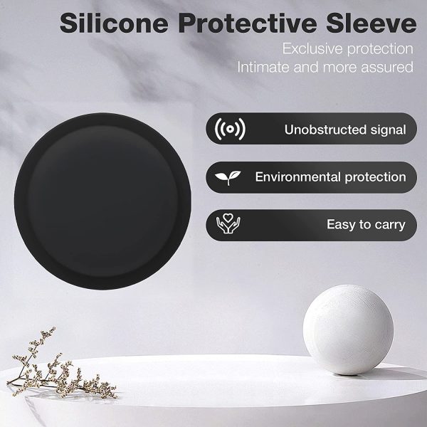 LiZHi Silicone Case for Airtag Sticker, Anti-Scratch Protective Air Tag Holder Skin Cover Accessories Compatible with Apple AirTag, Hidden Protective Silicone Location Tracker(2 Packs)(Black) - Image 4