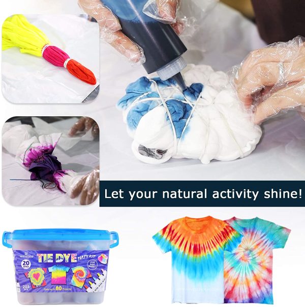 WINSONS Tie Dye Kit, 20 Colours n Toxic Permanent Fabric Dye Art Set for Kids Women for Homemade Party Creative Group Activities DIY Gift - Image 4