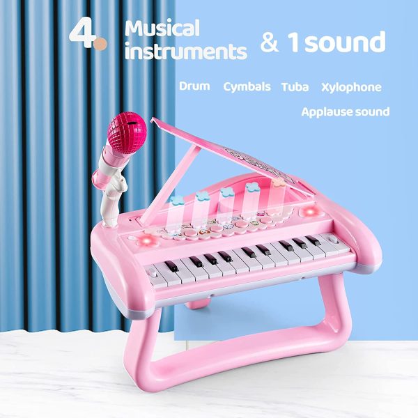 Baby Piano Girls Toy First Birthday Gifts for 1 2 3 Years Old Toddler Keyboard for Kids 12-18 months Musical Instruments with Microphone - Image 2