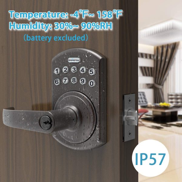 Keypad Entry Door Lock with Flex-Lock and Reversible Lever, LED Backlight, Password/Key Accessible - Image 8