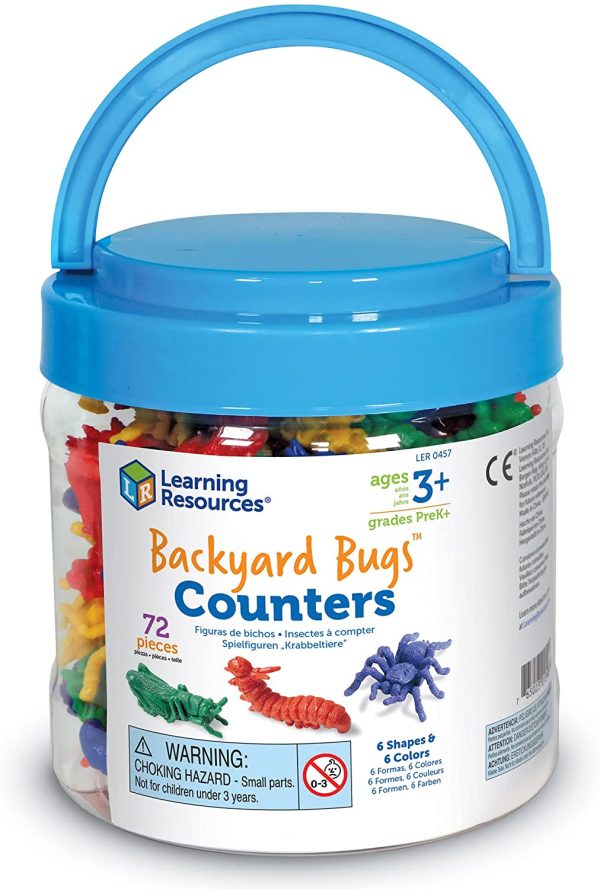 Learning Resources Backyard Bugs Counters, Educational Counting and Sorting Toy, Set of 72